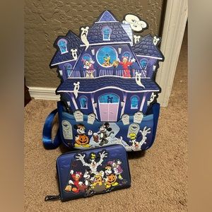 Haunted house mini backpack and wallet